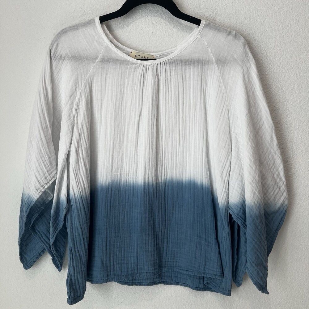 Stark X Women’s Gauze Cotton  Blouse Long Sleeve Tie Dye Relaxed Fit Size S